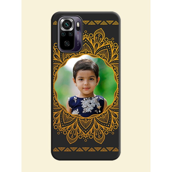 Round Image with Floral Design on Photo on Space Black Soft Matte Mobile Cover - Redmi Note 10s Round Image with Floral Design on Photo on Space Black Soft Matte Mobile Cover - Redmi Note 10s