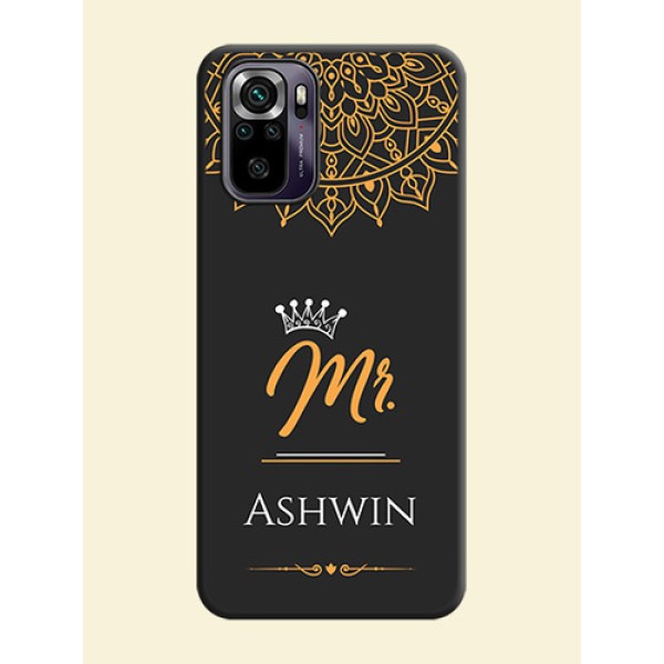 Mr Name with Floral Design on Personalised Space Black Soft Matte Cases - Redmi Note 10s Mr Name with Floral Design on Personalised Space Black Soft Matte Cases - Redmi Note 10s