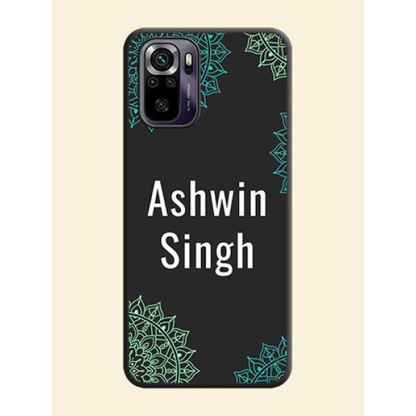 Your Name with Floral Design on Space Black Custom Soft Matte Back Cover - Redmi Note 10s Your Name with Floral Design on Space Black Custom Soft Matte Back Cover - Redmi Note 10s