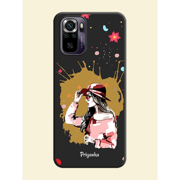 Mordern Lady With Color Splash Background With Custom Text On Space Black Personalized Soft Matte Phone Covers -Xiaomi Redmi Note 10S