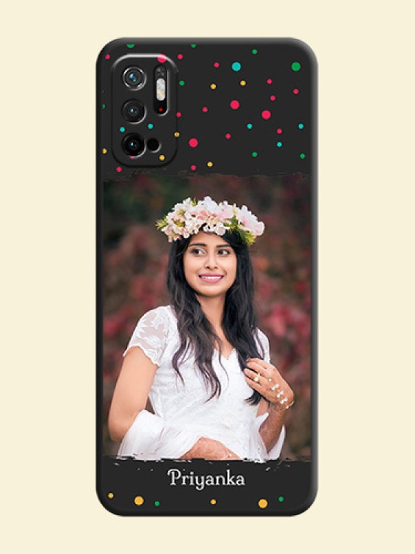 Multicolor Dotted Pattern with Text on Space Black Custom Soft Matte Phone Back Cover - Redmi Note 10T 5G