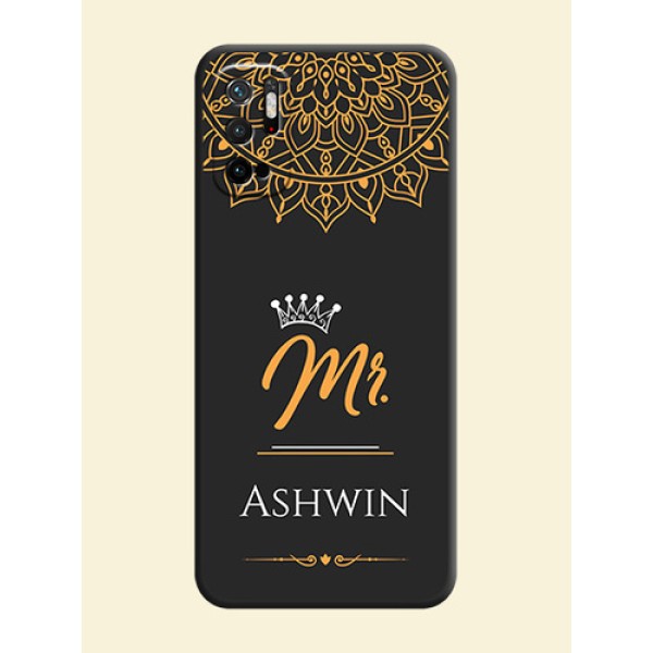 Mr Name with Floral Design on Personalised Space Black Soft Matte Cases - Redmi Note 10T 5G Mr Name with Floral Design on Personalised Space Black Soft Matte Cases - Redmi Note 10T 5G