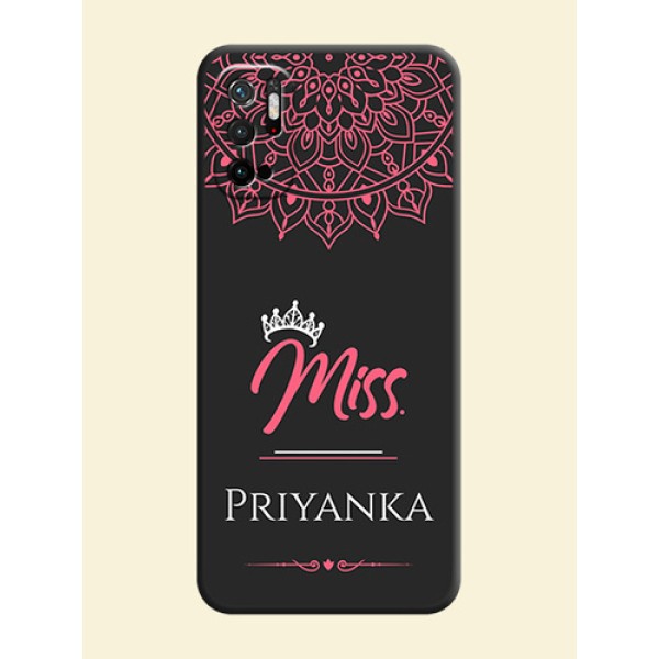 Mrs Name with Floral Design on Space Black Personalized Soft Matte Phone Covers - Redmi Note 10T 5G Mrs Name with Floral Design on Space Black Personalized Soft Matte Phone Covers - Redmi Note 10T 5G