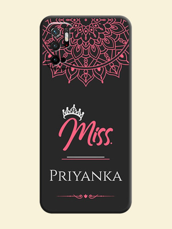 Mrs Name with Floral Design on Space Black Personalized Soft Matte Phone Covers - Redmi Note 10T 5G