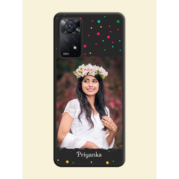 Multicolor Dotted Pattern with Text on Space Black Custom Soft Matte Phone Back Cover - Redmi Note 11 Pro 5G Multicolor Dotted Pattern with Text on Space Black Custom Soft Matte Phone Back Cover - Redmi Note 11 Pro 5G