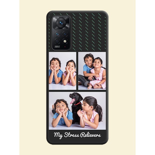Cross Dotted Pattern with 2 Image Holder on Personalised Space Black Soft Matte Cases - Redmi Note 11 Pro 5G Cross Dotted Pattern with 2 Image Holder on Personalised Space Black Soft Matte Cases - Redmi Note 11 Pro 5G