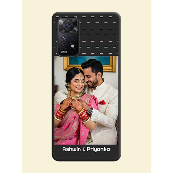 Line Pattern Design with Text on Space Black Custom Soft Matte Phone Back Cover - Redmi Note 11 Pro 5G Line Pattern Design with Text on Space Black Custom Soft Matte Phone Back Cover - Redmi Note 11 Pro 5G