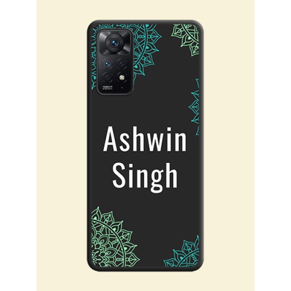 Your Name with Floral Design on Space Black Custom Soft Matte Back Cover - Redmi Note 11 Pro 5G Your Name with Floral Design on Space Black Custom Soft Matte Back Cover - Redmi Note 11 Pro 5G