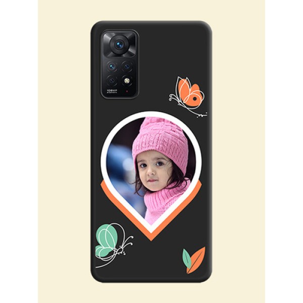 Upload Pic With Simple Butterly Design On Space Black Personalized Soft Matte Phone Covers -Xiaomi Redmi Note 11 Pro 5G Upload Pic With Simple Butterly Design On Space Black Personalized Soft Matte Phone Covers -Xiaomi Redmi Note 11 Pro 5G