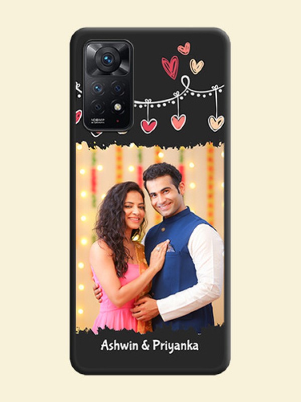 Pink Love Hangings with Name on Space Black Custom Soft Matte Phone Cases - Redmi Note 11 Pro Plus 5G