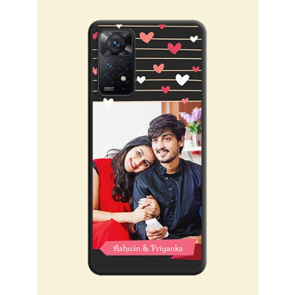 Love Pattern with Name on Pink Ribbon  on Photo on Space Black Soft Matte Back Cover - Redmi Note 11 Pro Plus 5G