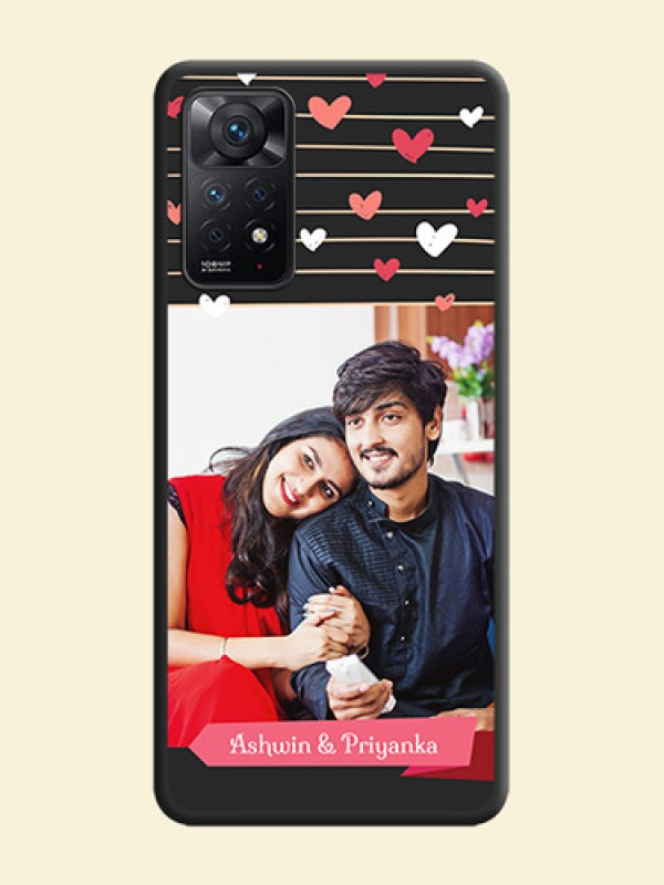Love Pattern with Name on Pink Ribbon  on Photo on Space Black Soft Matte Back Cover - Redmi Note 11 Pro Plus 5G