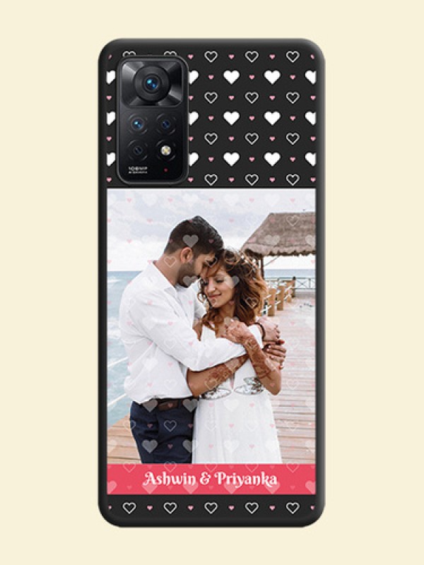 White Color Love Symbols with Text Design on Photo on Space Black Soft Matte Phone Cover - Redmi Note 11 Pro Plus 5G