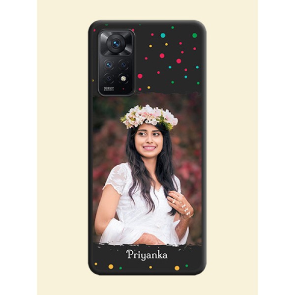 Multicolor Dotted Pattern with Text on Space Black Custom Soft Matte Phone Back Cover - Redmi Note 11 Pro Plus 5G Multicolor Dotted Pattern with Text on Space Black Custom Soft Matte Phone Back Cover - Redmi Note 11 Pro Plus 5G