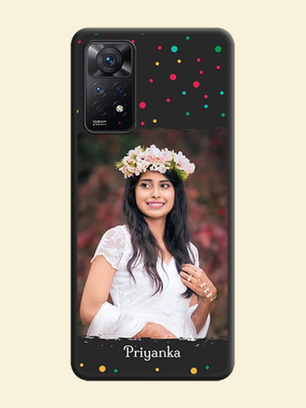 Multicolor Dotted Pattern with Text on Space Black Custom Soft Matte Phone Back Cover - Redmi Note 11 Pro Plus 5G