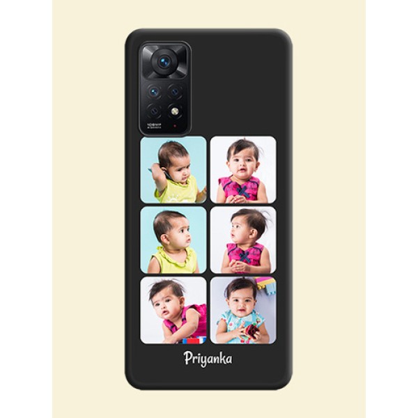 Floral Art with 6 Image Holder on Photo on Space Black Soft Matte Mobile Case - Redmi Note 11 Pro Plus 5G