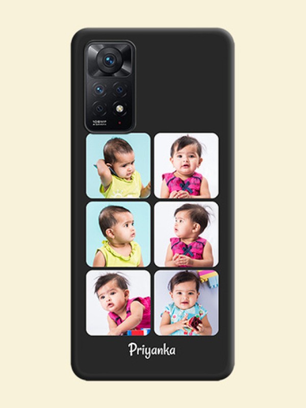 Floral Art with 6 Image Holder on Photo on Space Black Soft Matte Mobile Case - Redmi Note 11 Pro Plus 5G