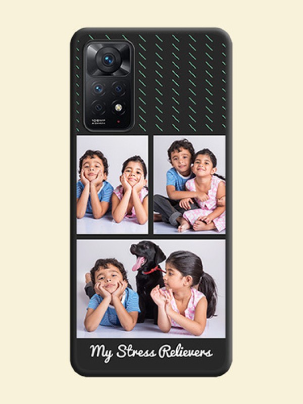 Cross Dotted Pattern with 2 Image Holder  on Personalised Space Black Soft Matte Cases - Redmi Note 11 Pro Plus 5G