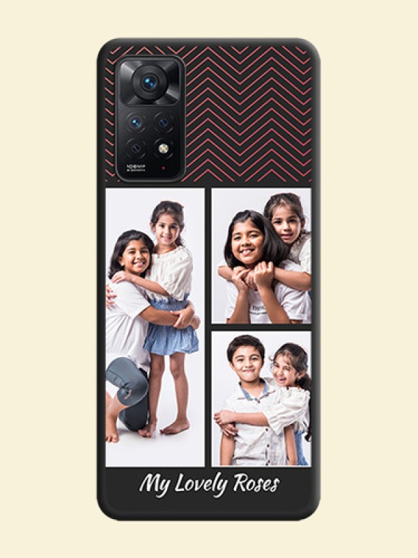 Wave Pattern with 3 Image Holder on Space Black Custom Soft Matte Back Cover - Redmi Note 11 Pro Plus 5G