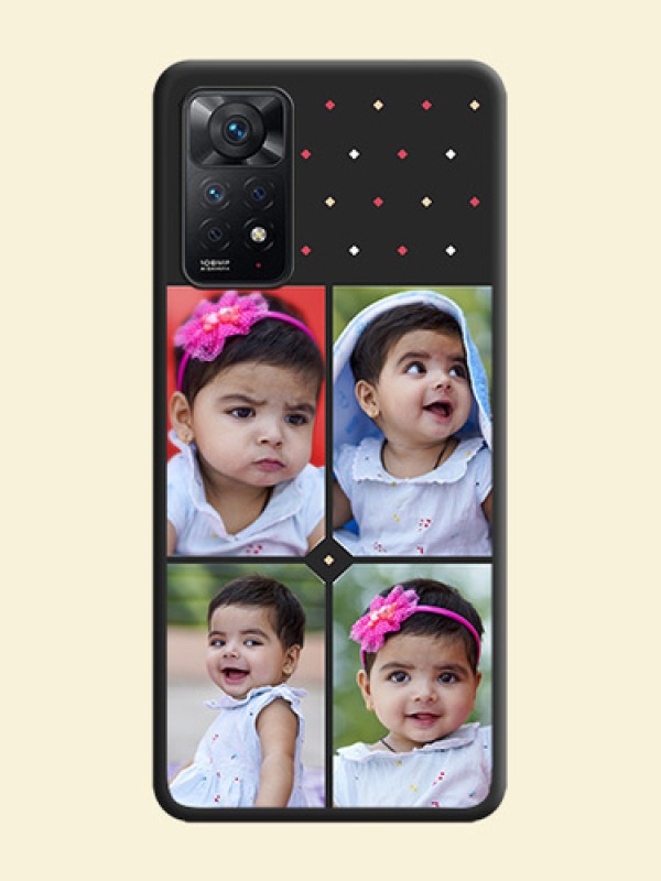 Multicolor Dotted Pattern with 4 Image Holder on Space Black Custom Soft Matte Phone Cases - Redmi Note 11 Pro Plus 5G