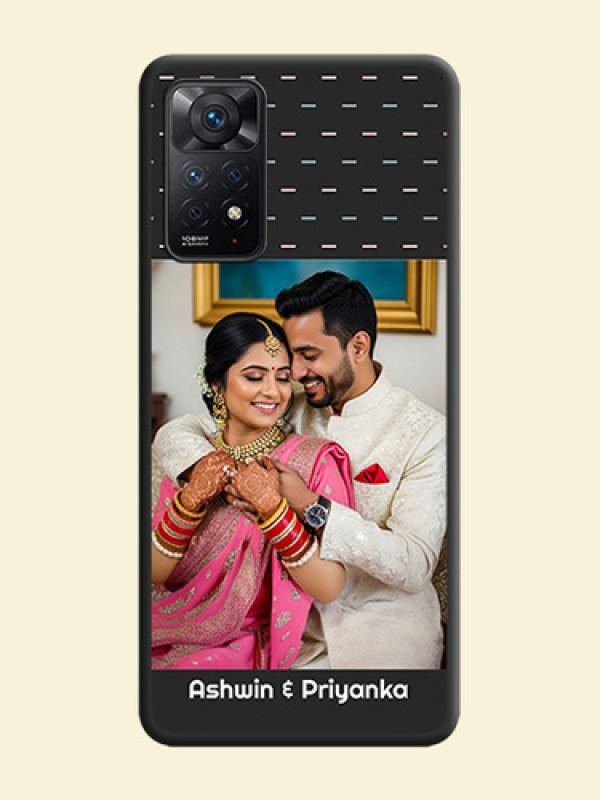 Line Pattern Design with Text on Space Black Custom Soft Matte Phone Back Cover - Redmi Note 11 Pro Plus 5G