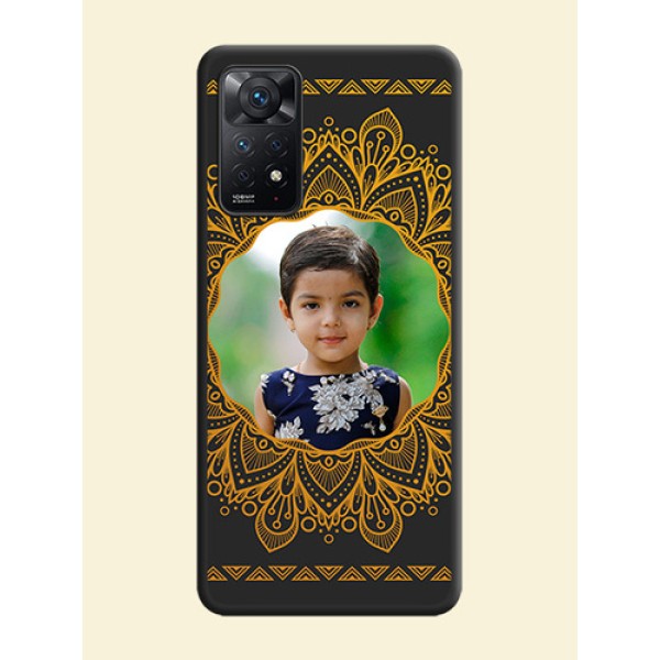 Round Image with Floral Design on Photo on Space Black Soft Matte Mobile Cover - Redmi Note 11 Pro Plus 5G Round Image with Floral Design on Photo on Space Black Soft Matte Mobile Cover - Redmi Note 11 Pro Plus 5G