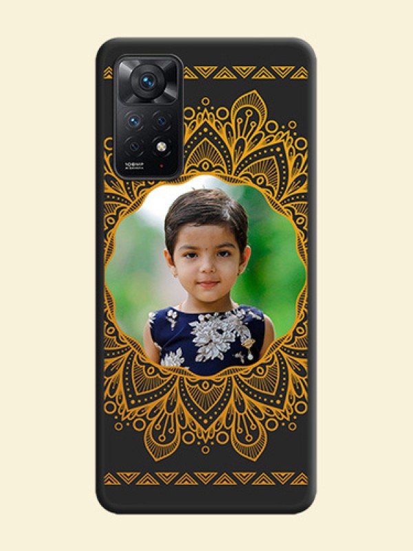 Round Image with Floral Design on Photo on Space Black Soft Matte Mobile Cover - Redmi Note 11 Pro Plus 5G