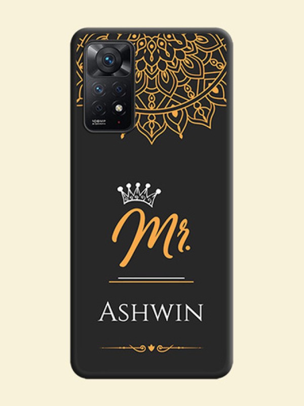 Mr Name with Floral Design  on Personalised Space Black Soft Matte Cases - Redmi Note 11 Pro Plus 5G