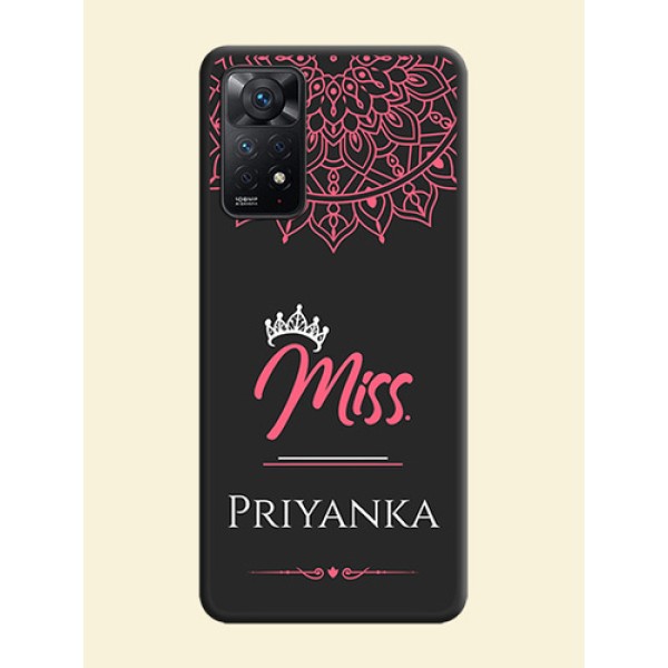 Mrs Name with Floral Design on Space Black Personalized Soft Matte Phone Covers - Redmi Note 11 Pro Plus 5G Mrs Name with Floral Design on Space Black Personalized Soft Matte Phone Covers - Redmi Note 11 Pro Plus 5G