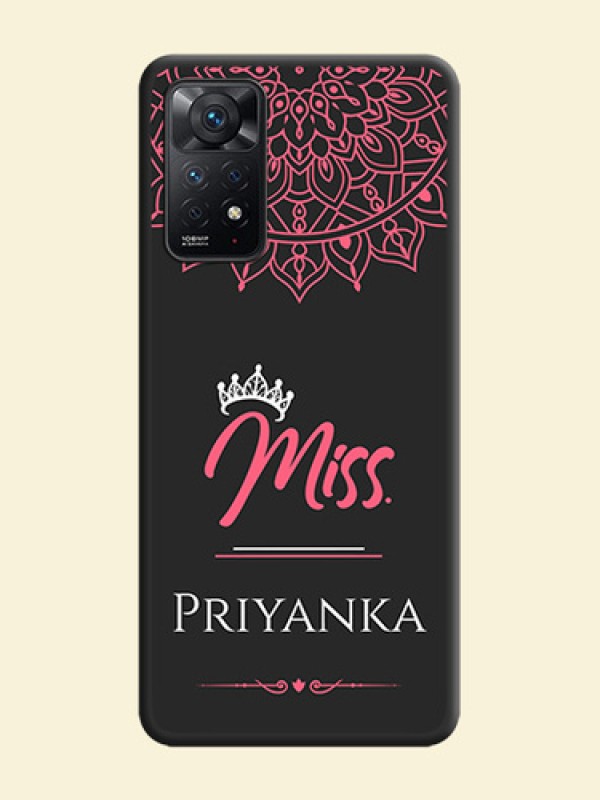 Mrs Name with Floral Design on Space Black Personalized Soft Matte Phone Covers - Redmi Note 11 Pro Plus 5G