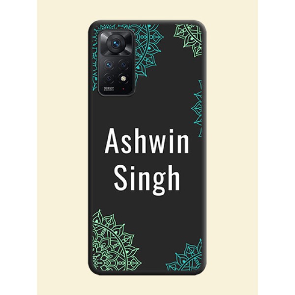 Your Name with Floral Design on Space Black Custom Soft Matte Back Cover - Redmi Note 11 Pro Plus 5G Your Name with Floral Design on Space Black Custom Soft Matte Back Cover - Redmi Note 11 Pro Plus 5G