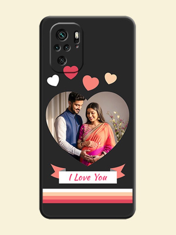 Love Shaped Photo with Colorful Stripes on Personalised Space Black Soft Matte Cases - Redmi Note 11 Se