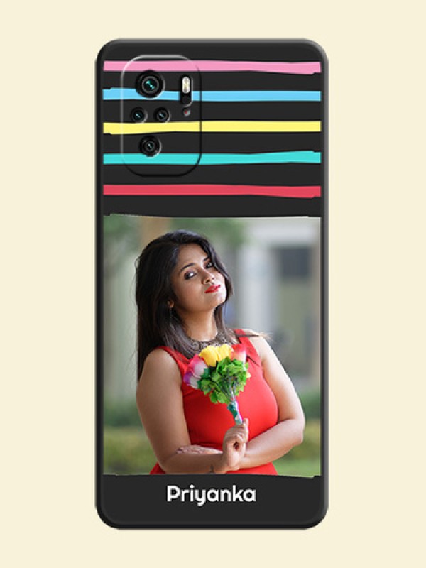 Multicolor Lines with Image on Space Black Personalized Soft Matte Phone Covers - Redmi Note 11 Se