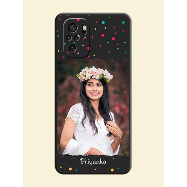 Multicolor Dotted Pattern with Text on Space Black Custom Soft Matte Phone Back Cover - Redmi Note 11 Se Multicolor Dotted Pattern with Text on Space Black Custom Soft Matte Phone Back Cover - Redmi Note 11 Se