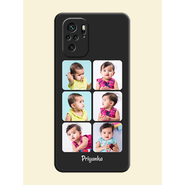 Floral Art with 6 Image Holder on Photo on Space Black Soft Matte Mobile Case - Redmi Note 11 Se