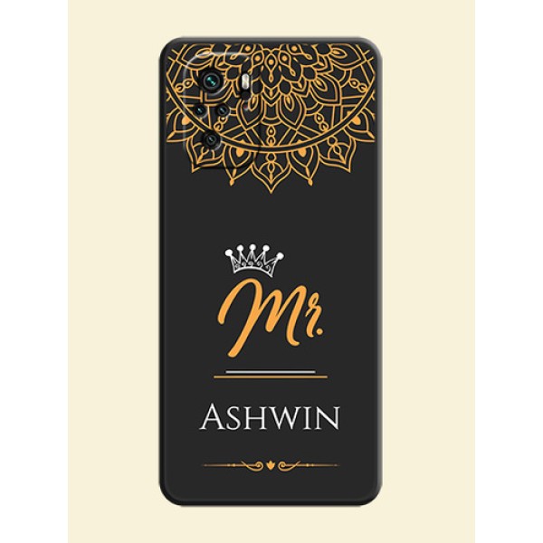 Mr Name with Floral Design on Personalised Space Black Soft Matte Cases - Redmi Note 11 Se Mr Name with Floral Design on Personalised Space Black Soft Matte Cases - Redmi Note 11 Se