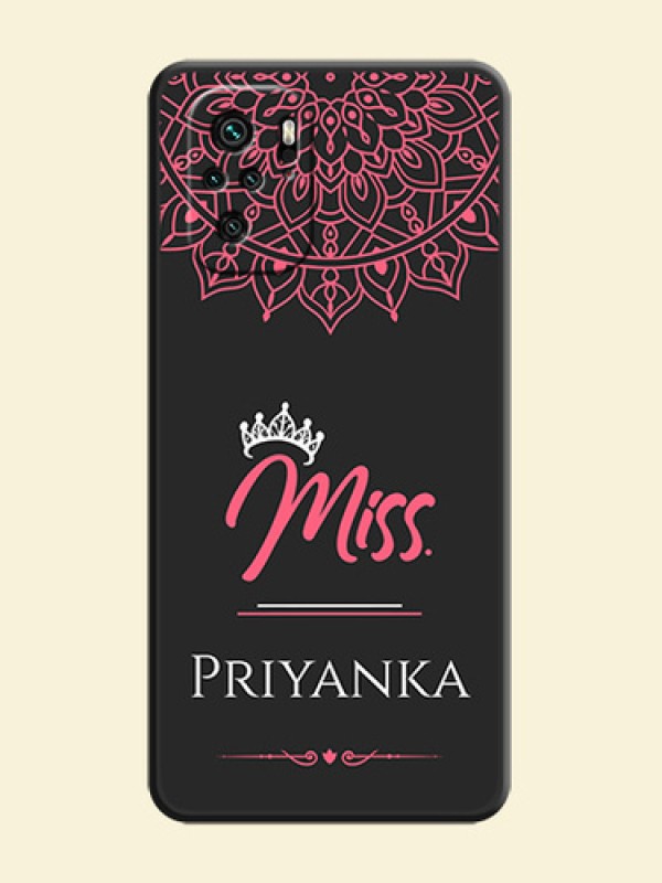 Mrs Name with Floral Design on Space Black Personalized Soft Matte Phone Covers - Redmi Note 11 Se