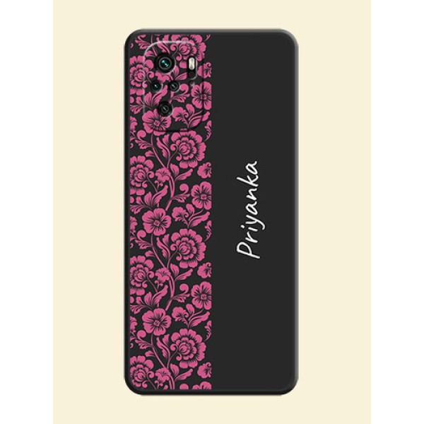 Pink Floral Pattern Design With Custom Text On Space Black Personalized Soft Matte Phone Covers -Xiaomi Redmi Note 11 Se Pink Floral Pattern Design With Custom Text On Space Black Personalized Soft Matte Phone Covers -Xiaomi Redmi Note 11 Se