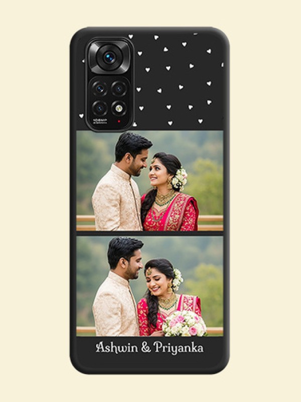 Miniature Love Symbols with Name on Space Black Custom Soft Matte Back Cover - Redmi Note 11