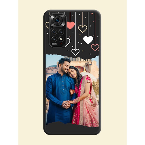 Love Hangings with Splash Wave Picture on Space Black Custom Soft Matte Phone Back Cover - Redmi Note 11 Love Hangings with Splash Wave Picture on Space Black Custom Soft Matte Phone Back Cover - Redmi Note 11