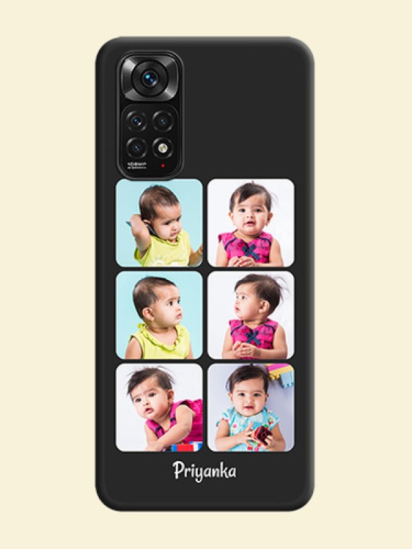 Floral Art with 6 Image Holder on Photo on Space Black Soft Matte Mobile Case - Redmi Note 11
