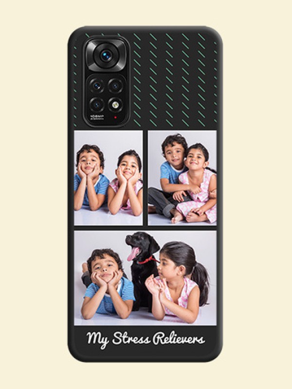 Cross Dotted Pattern with 2 Image Holder  on Personalised Space Black Soft Matte Cases - Redmi Note 11
