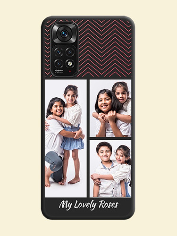 Wave Pattern with 3 Image Holder on Space Black Custom Soft Matte Back Cover - Redmi Note 11