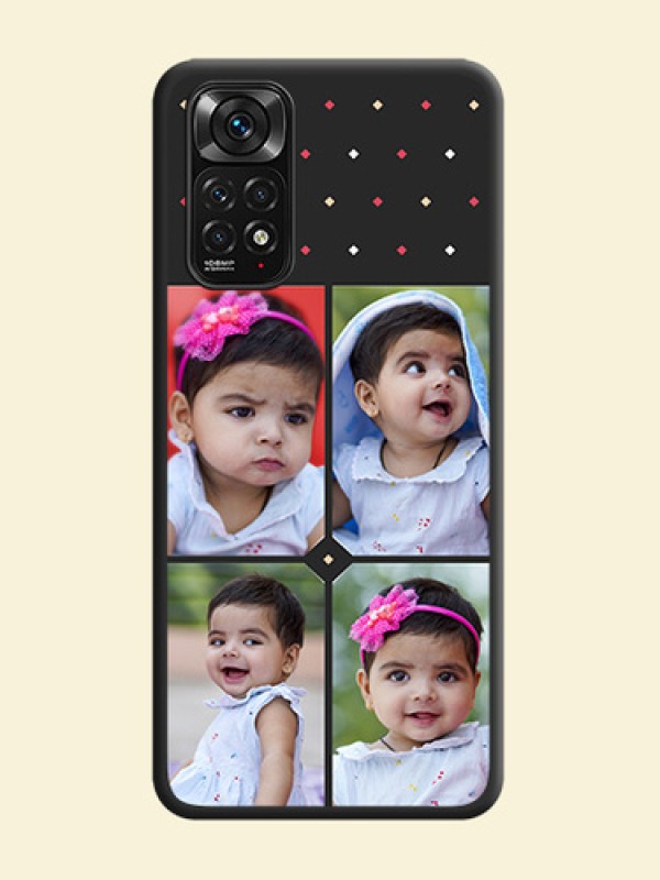 Multicolor Dotted Pattern with 4 Image Holder on Space Black Custom Soft Matte Phone Cases - Redmi Note 11