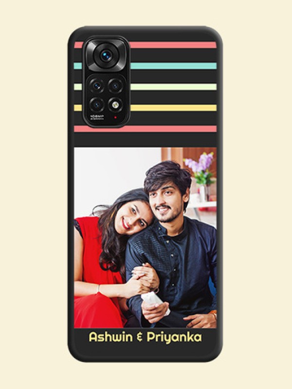 Color Stripes with Photo and Text on Photo on Space Black Soft Matte Mobile Case - Redmi Note 11