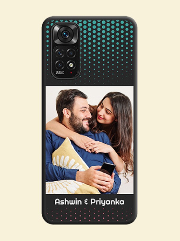 Faded Dots with Grunge Photo Frame and Text on Space Black Custom Soft Matte Phone Cases - Redmi Note 11