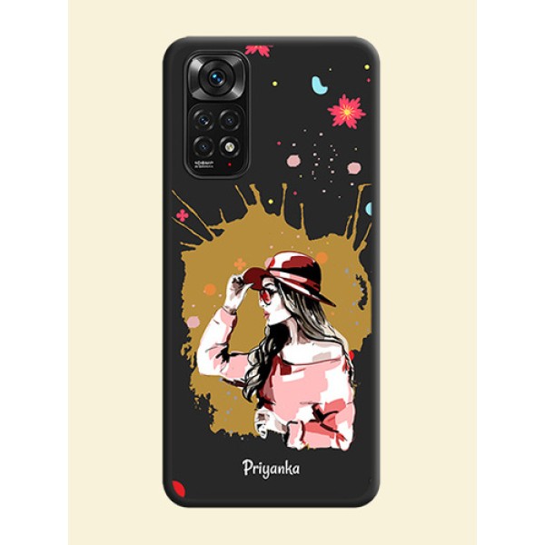 Mordern Lady With Color Splash Background With Custom Text On Space Black Personalized Soft Matte Phone Covers -Xiaomi Redmi Note 11