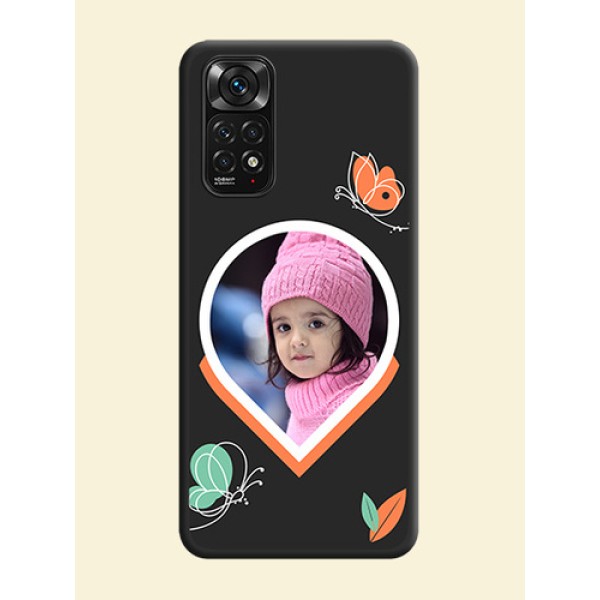 Upload Pic With Simple Butterly Design On Space Black Personalized Soft Matte Phone Covers -Xiaomi Redmi Note 11 Upload Pic With Simple Butterly Design On Space Black Personalized Soft Matte Phone Covers -Xiaomi Redmi Note 11