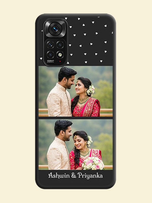 Miniature Love Symbols with Name on Space Black Custom Soft Matte Back Cover - Redmi Note 11s