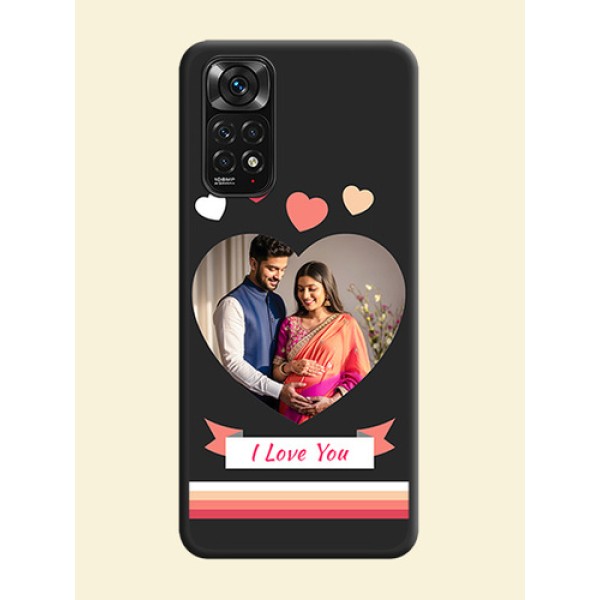 Love Shaped Photo with Colorful Stripes on Personalised Space Black Soft Matte Cases - Redmi Note 11s Love Shaped Photo with Colorful Stripes on Personalised Space Black Soft Matte Cases - Redmi Note 11s